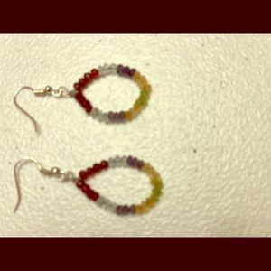 Faceted Precious Gemstone Hoop Earrings